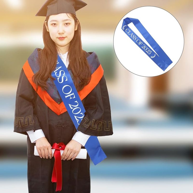 Blue Graduation Sash Reusable Fabric Shoulder Belt For School College Celebrations - Image 5